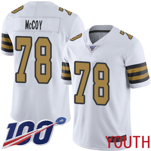 New Orleans Saints Limited White Youth Erik McCoy Jersey NFL Football #78 100th Season Rush Vapor Untouchable Jersey->youth nfl jersey->Youth Jersey